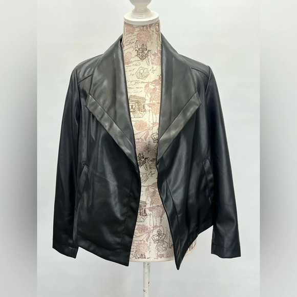 CHASER Black faux leather waterfall jacket size‎ S - Picture 8 of 12